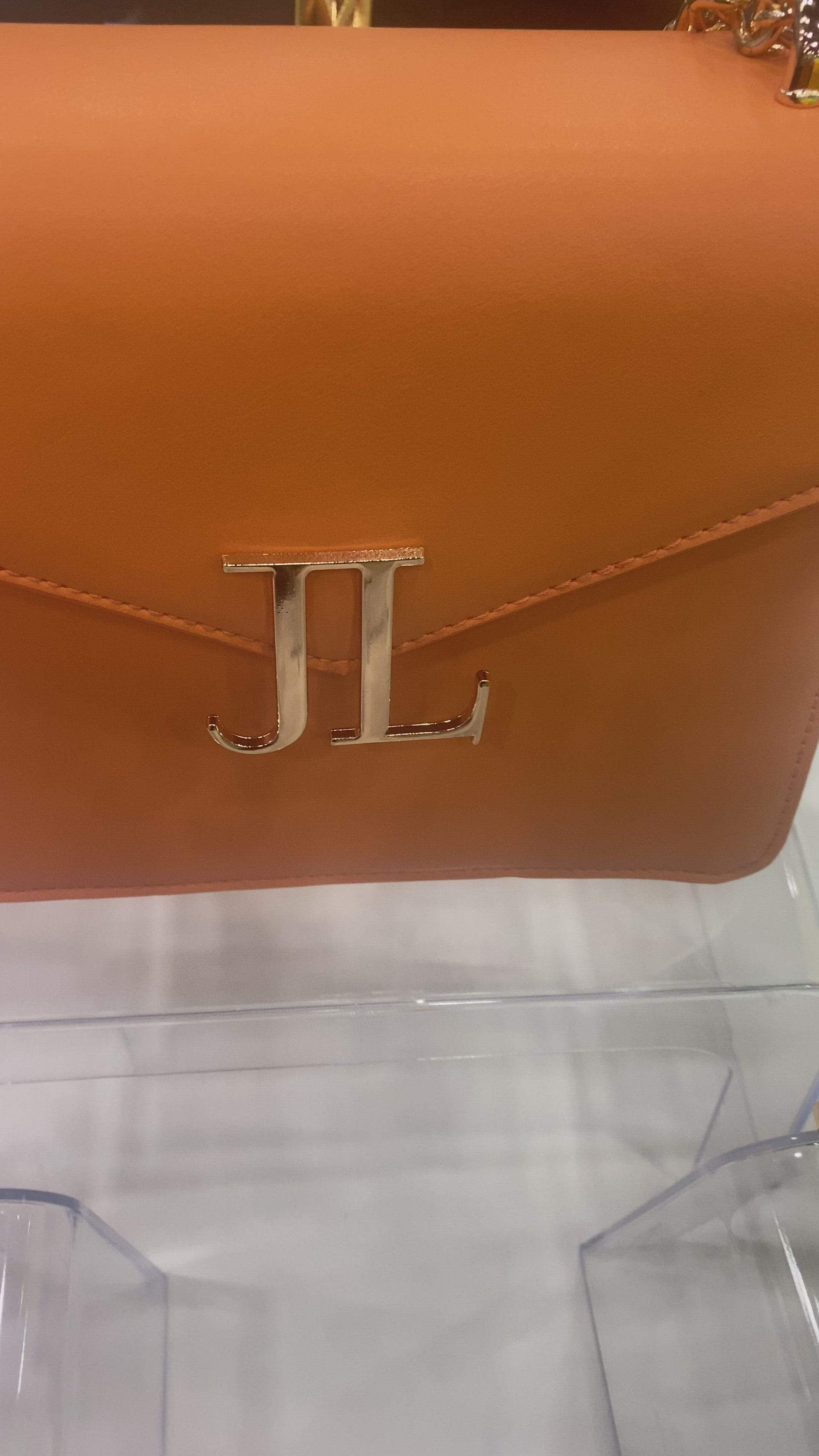 orange chain bag